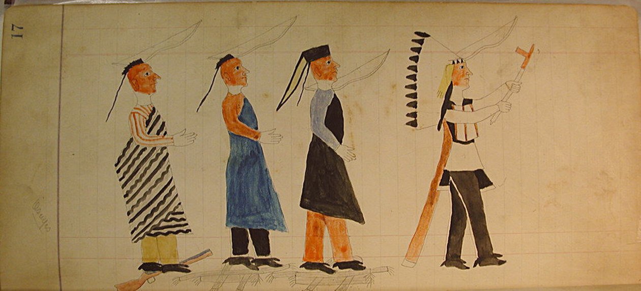 Maffet Ledger: Három indián követ egy főnököt, kb. 1874-81. alkotó: Unbekannt