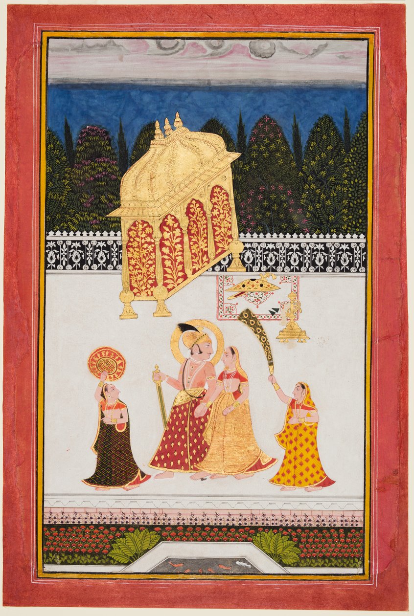 Maharana Ari Singh c. 1761-73 és hitvese egy teraszon, kb. 1761. alkotó: Unbekannt