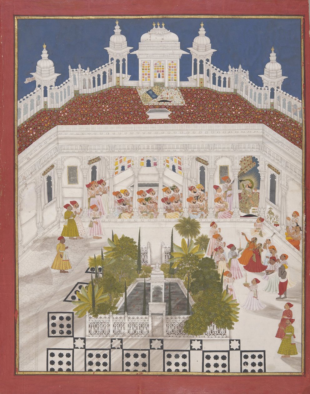 Maharana Ari Singh istentisztelet a palotájában, 1765 alkotó: Unbekannt