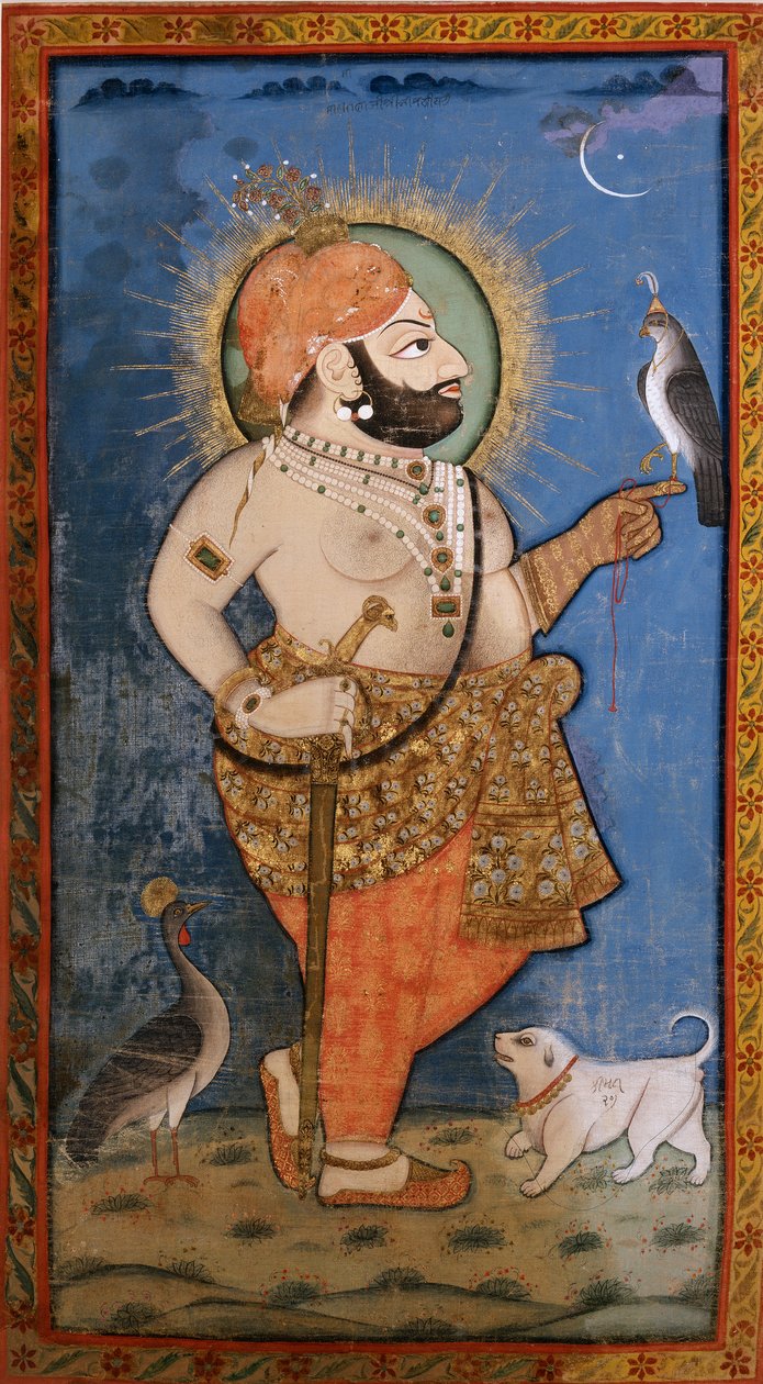 Maharana Bhim Singh sólymával, 1805-1810 alkotó: Unbekannt