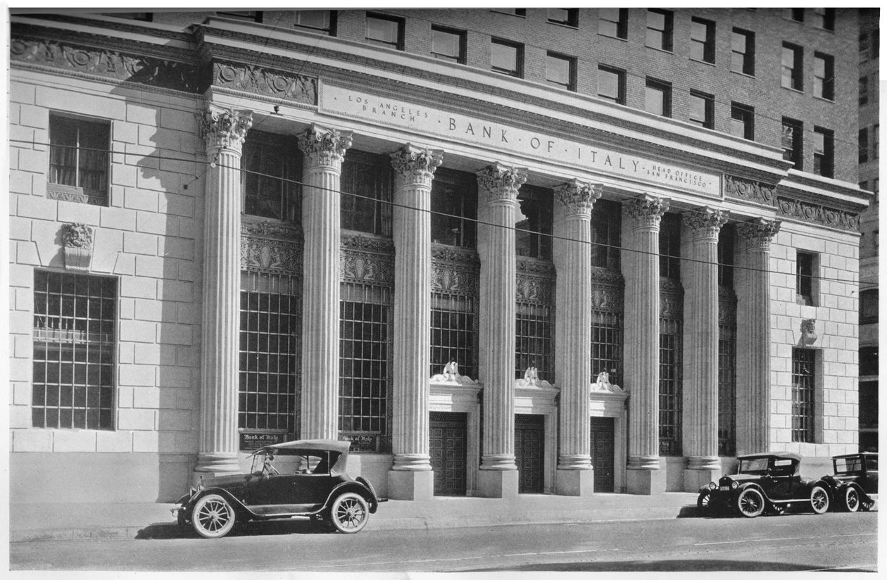 A Bank of Italy főbejárata, Los Angeles, Kalifornia, 1924 alkotó: Unbekannt