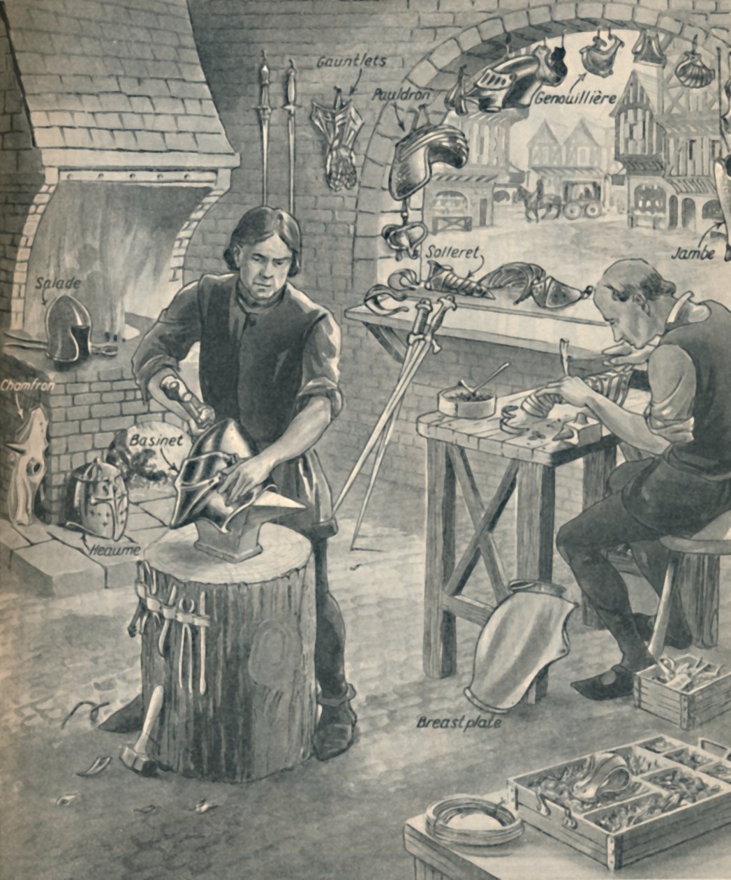 Páncél készítés a régi lovagok számára, c1934 alkotó: Unbekannt