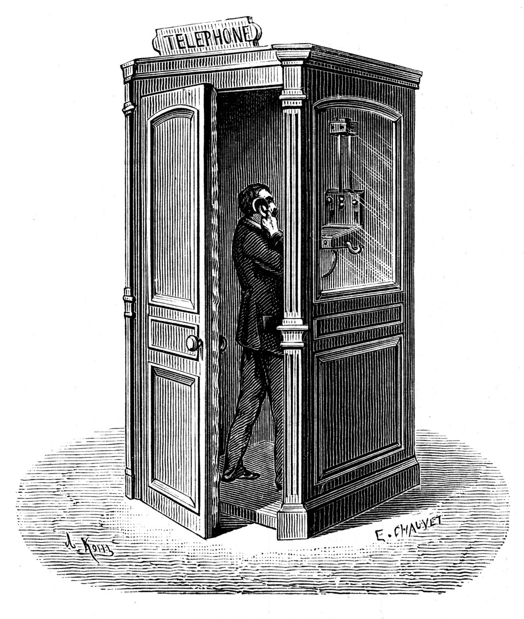 Hívás kezdeményezése telefonfülkéből, 1888 alkotó: Unbekannt