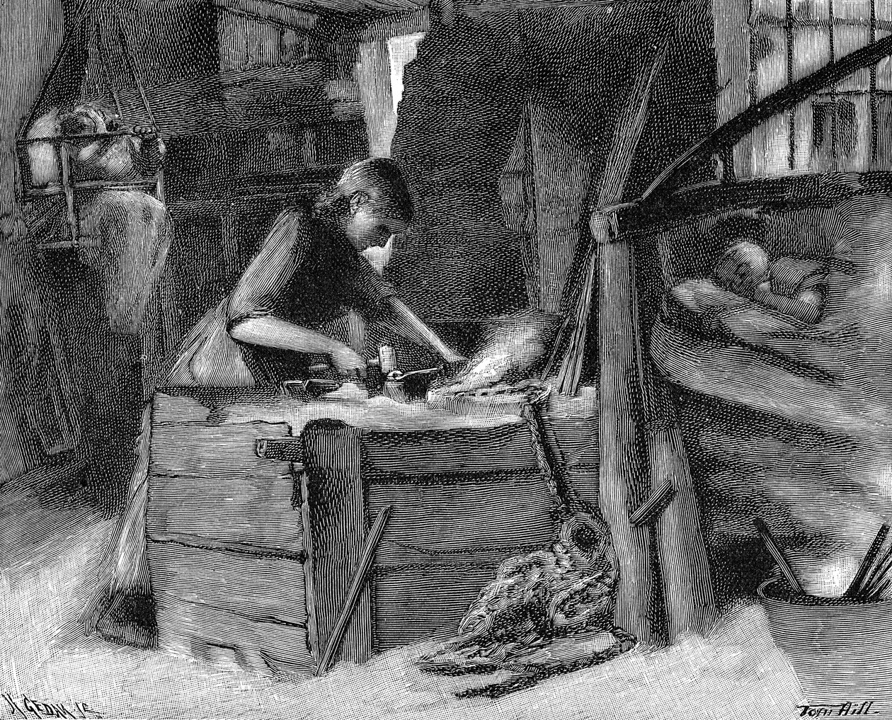 Láncok készítése a Cradley Heath kerületben, az angol közép-vidéki Black Country területén, 1890 alkotó: Unbekannt