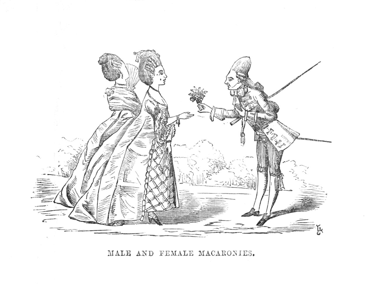 Férfi és női makaróniák, 1870 alkotó: Unbekannt