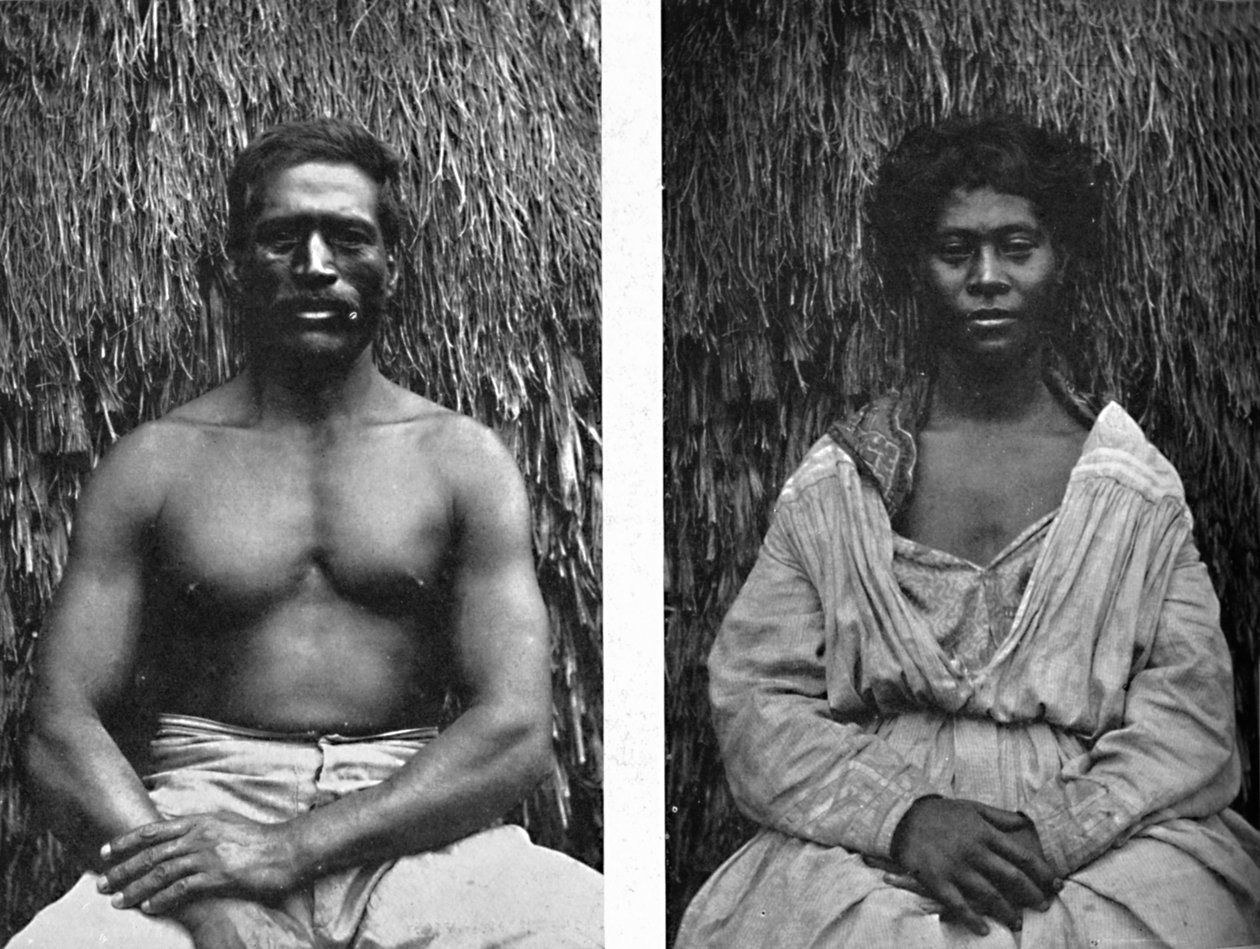 Férfi és női hawaiiak teljes arccal, 1902 alkotó: Unbekannt