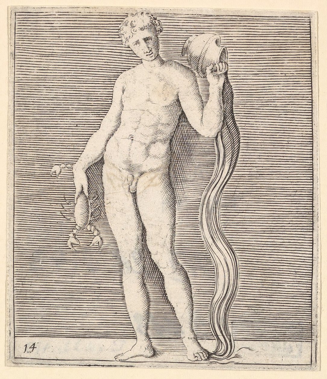 Man with Cracfish and Urn of Water, megjelent kb. 1599-1622. alkotó: Unbekannt