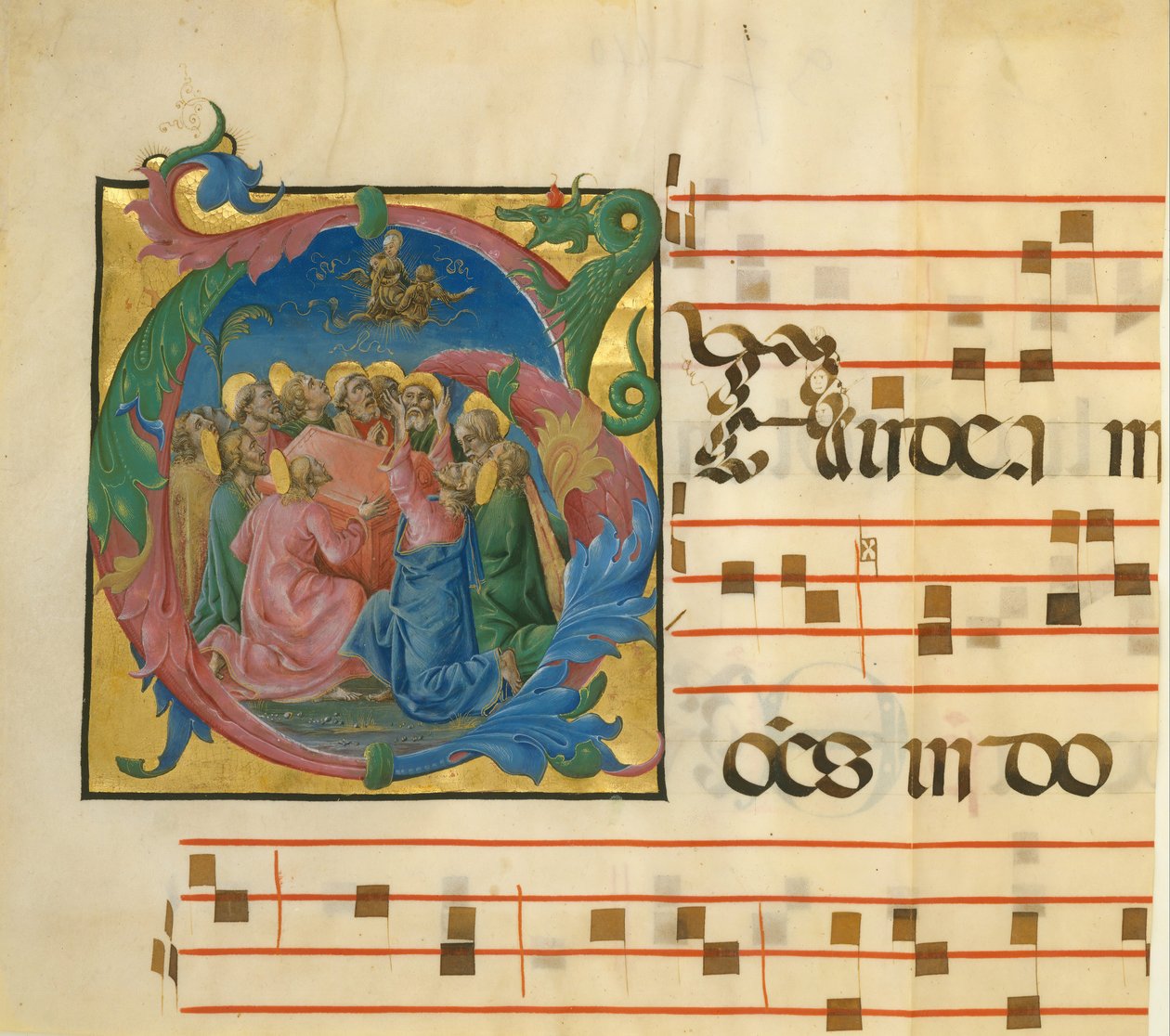 Kéziratos megvilágítás a Szűz mennybemenetelével kezdetben G..., olasz, 1450-60. alkotó: Unbekannt
