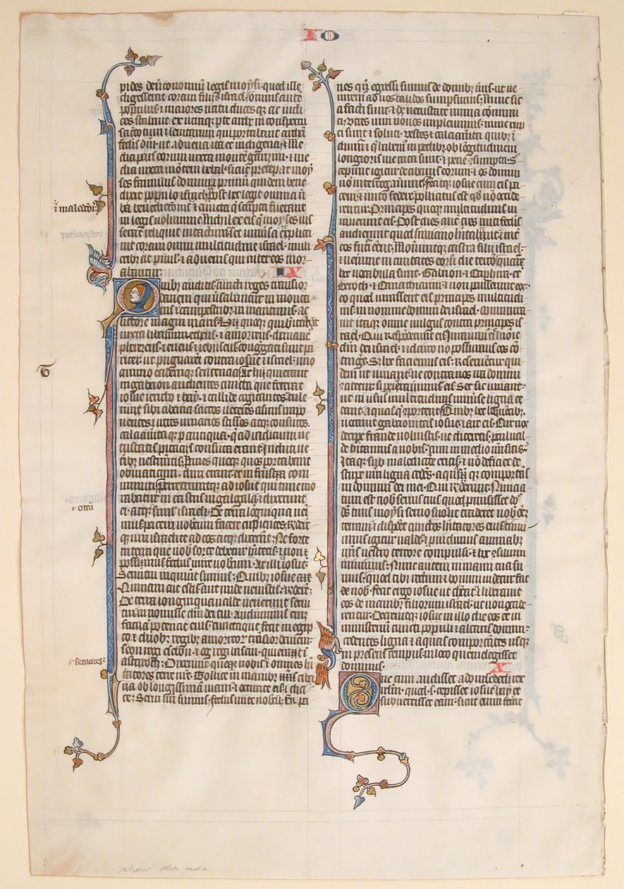 Kéziratos levél egy Bibliából, kb. 1280-1300. alkotó: Unbekannt