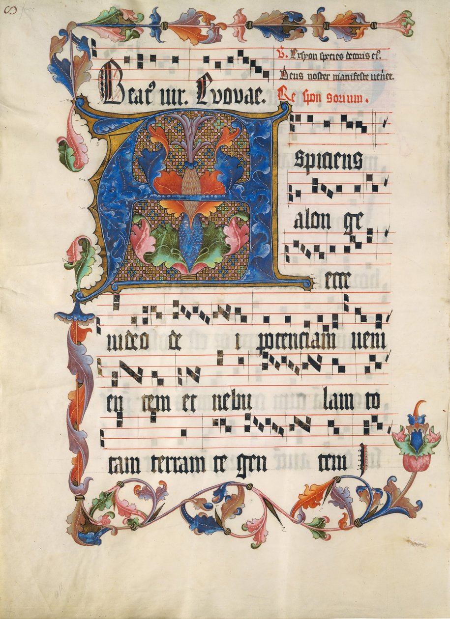 Kéziratos levél A kezdőbetűvel, egy antifóniából, kb. 1425-50. alkotó: Unbekannt