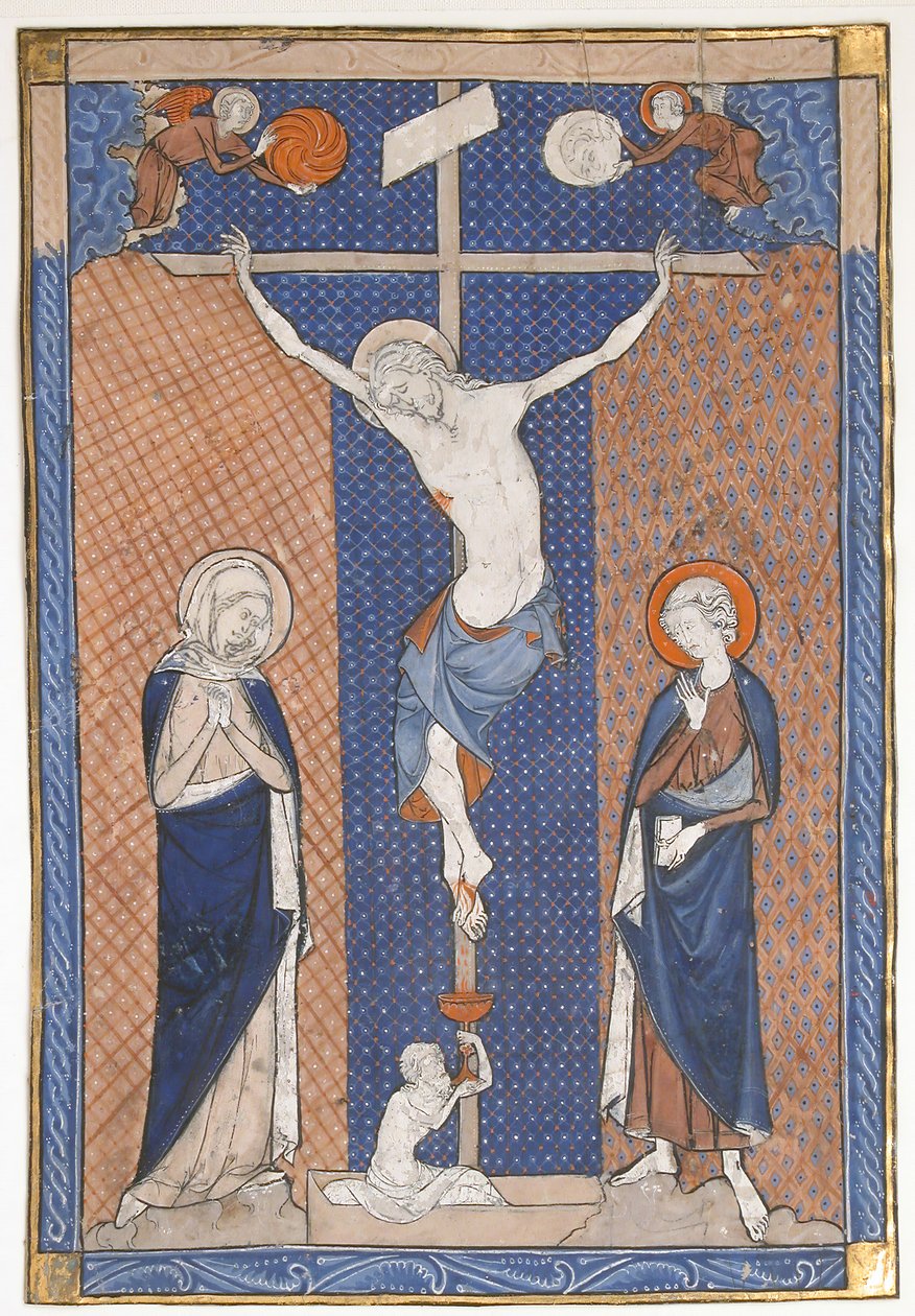 Kéziratos levél a keresztre feszítéssel, egy Misekönyvből, kb. 1270-80. alkotó: Unbekannt