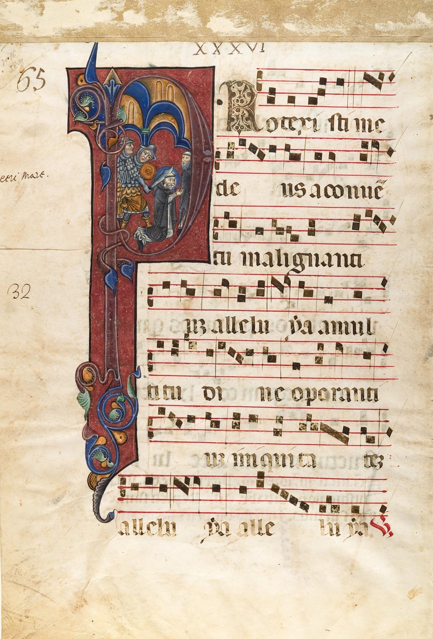 Kéziratos levél Szent Péter mártíromságával egy kezdeti P..., kb. 1270-80. alkotó: Unbekannt