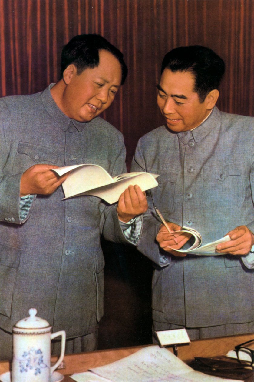 Mao Ce-tung és Zhou Enlai kínai kommunista vezetők, az 1950-es évek alkotó: Unbekannt