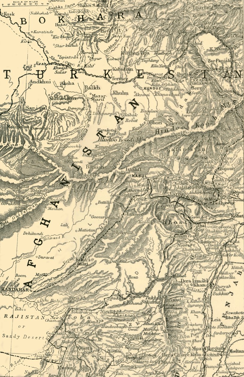 Robertss tábornok Kabulba vezető útvonalát és a brit és orosz határokat jelző térkép, 1901. alkotó: Unbekannt