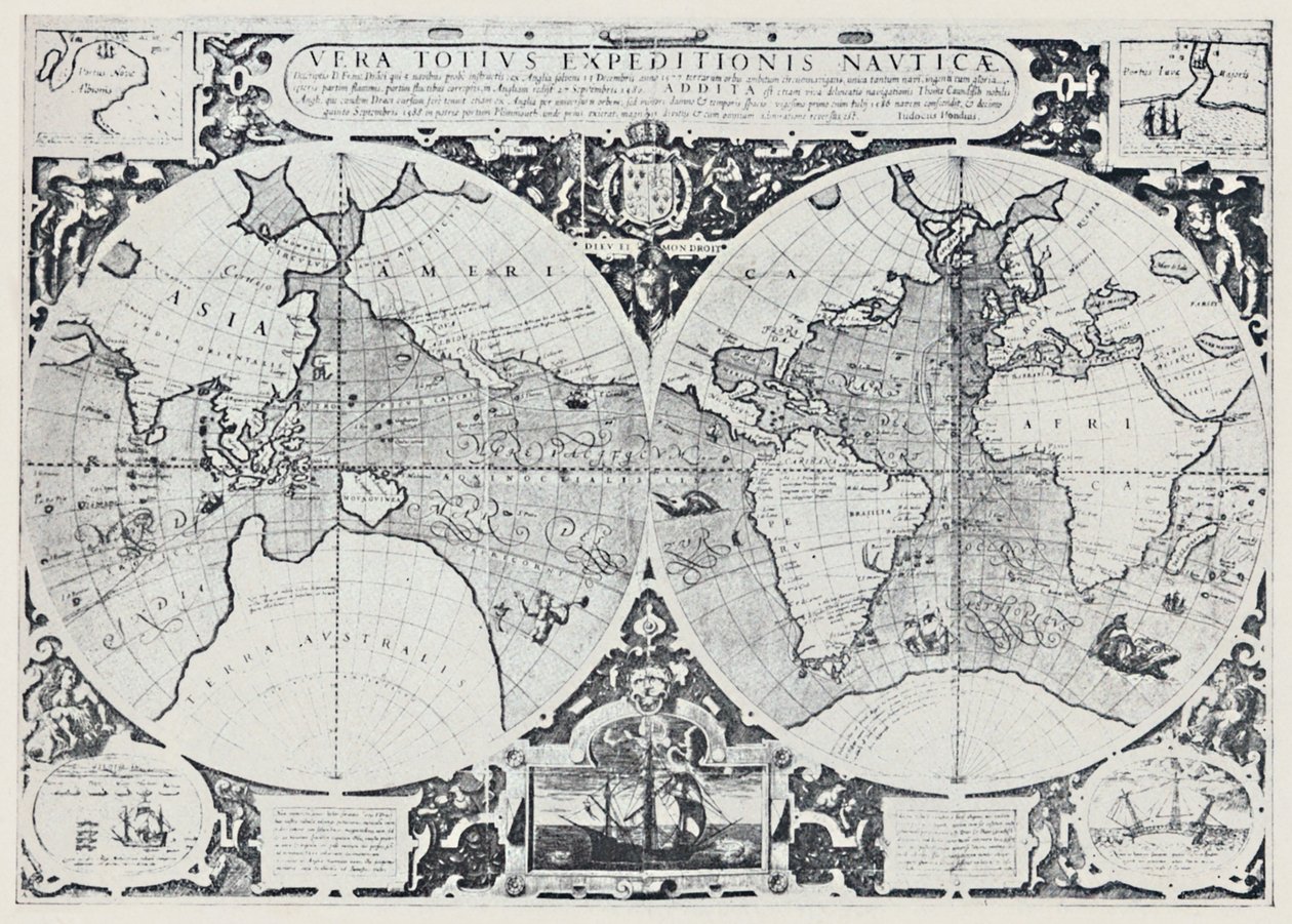 A térképen Drakes körhajózása 1577-1580, 1923. alkotó: Unbekannt