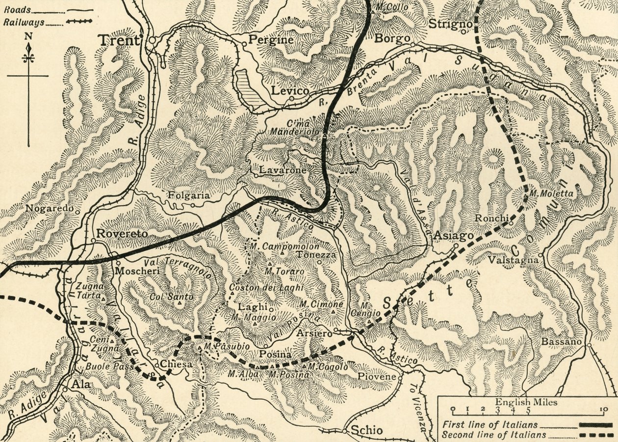 „Az osztrák támadást ábrázoló térkép Trentinóban, 1916. május”, 1920. alkotó: Unbekannt