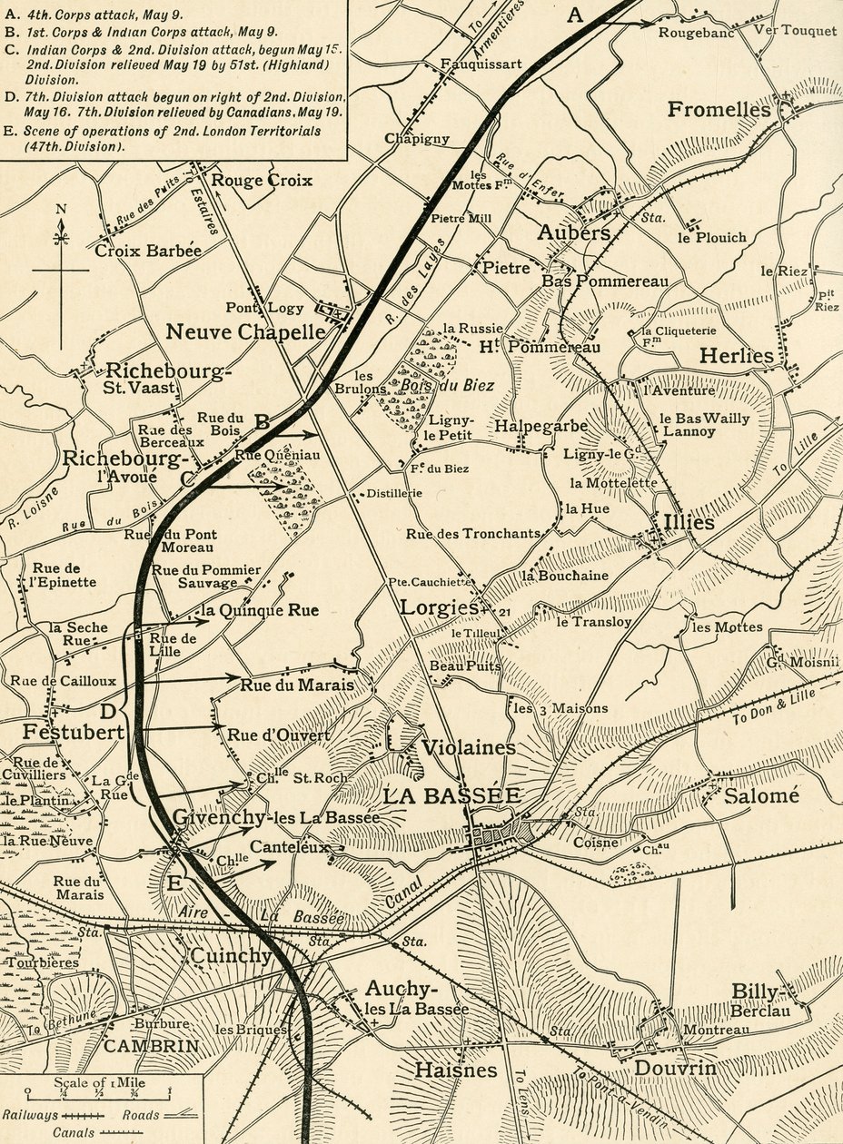 Az első hadsereg hadműveleteit szemléltető térkép..., Első világháború, 1915, c1920. alkotó: Unbekannt