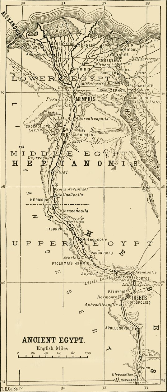 Az ókori Egyiptom térképe, 1890. alkotó: Unbekannt
