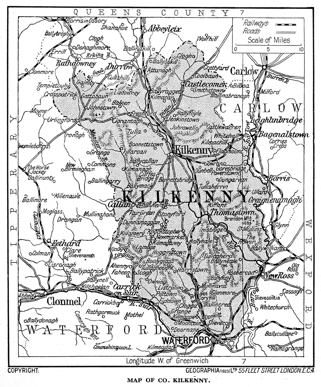 Kilkenny megye térképe, Írország, 1924-1926 alkotó: Unbekannt