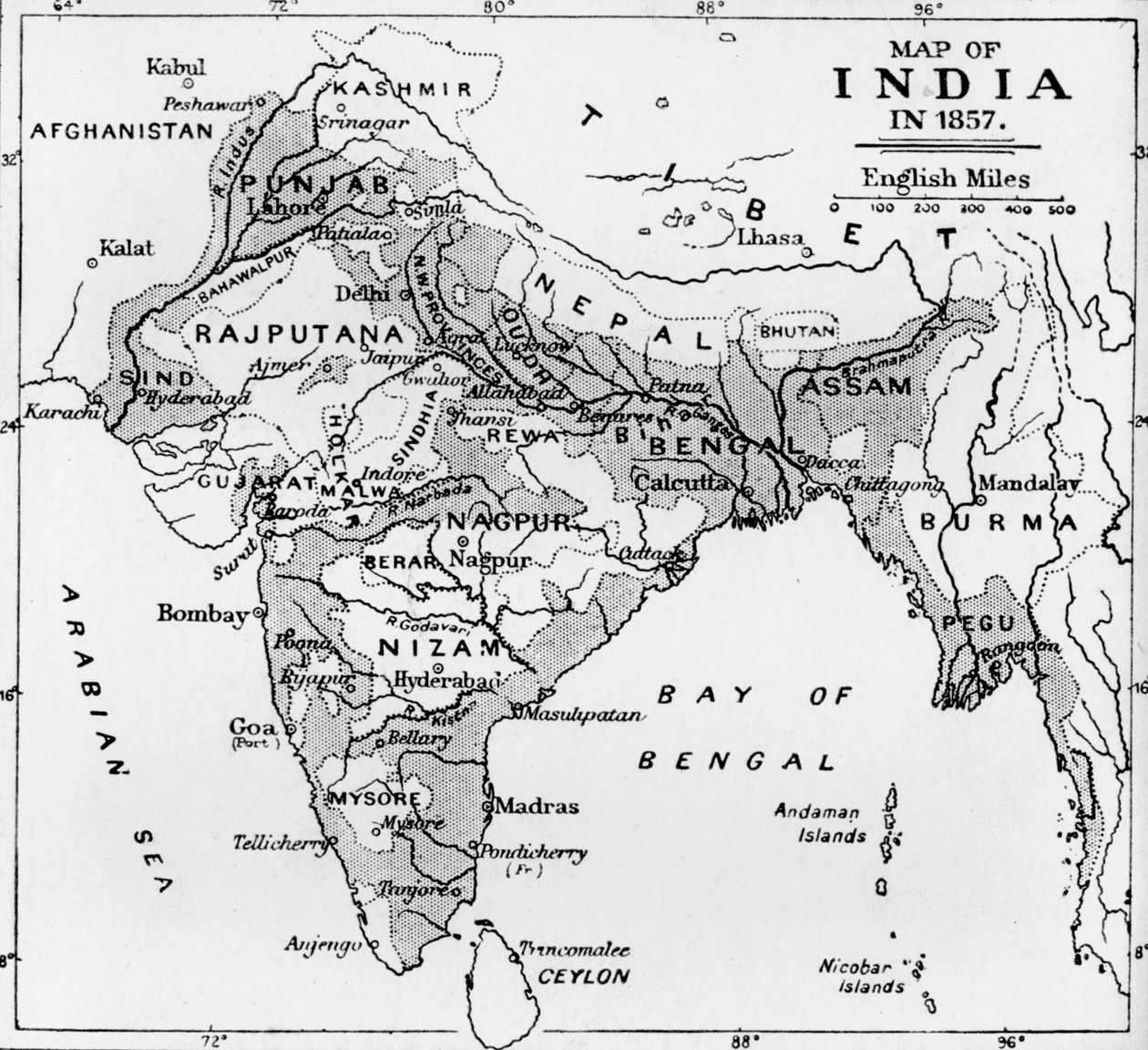 India térképe 1857-ben, c1912 alkotó: Unbekannt