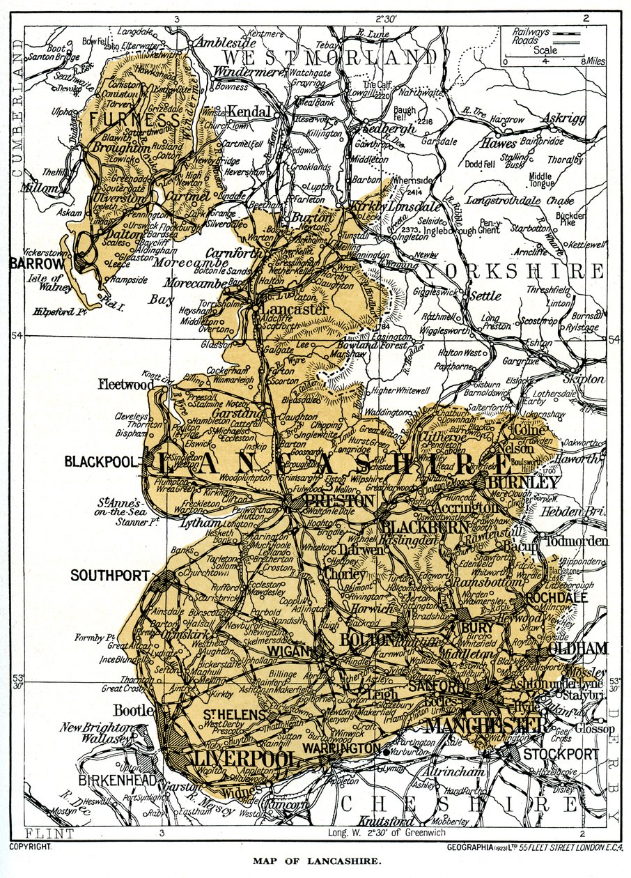 Lancashire térképe, 1924-1926 alkotó: Unbekannt