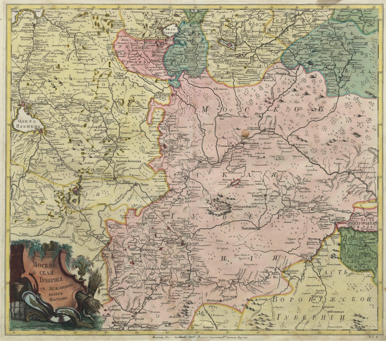 A moszkvai kormányzóság és a legközelebbi tartományok térképe, 1745 alkotó: Unbekannt