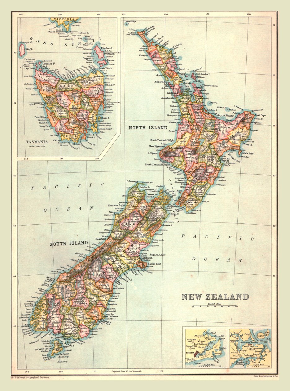 Új-Zéland térképe, 1902. alkotó: Unbekannt