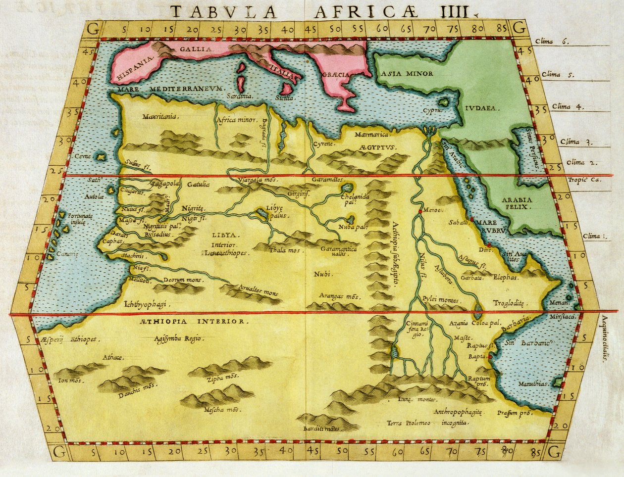 Észak-Afrika térképe, 1580-as évek alkotó: Unbekannt