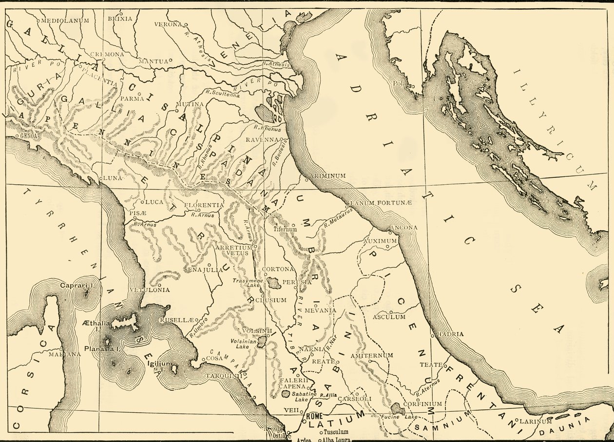 Észak- és Közép-Olaszország térképe, 1890. alkotó: Unbekannt