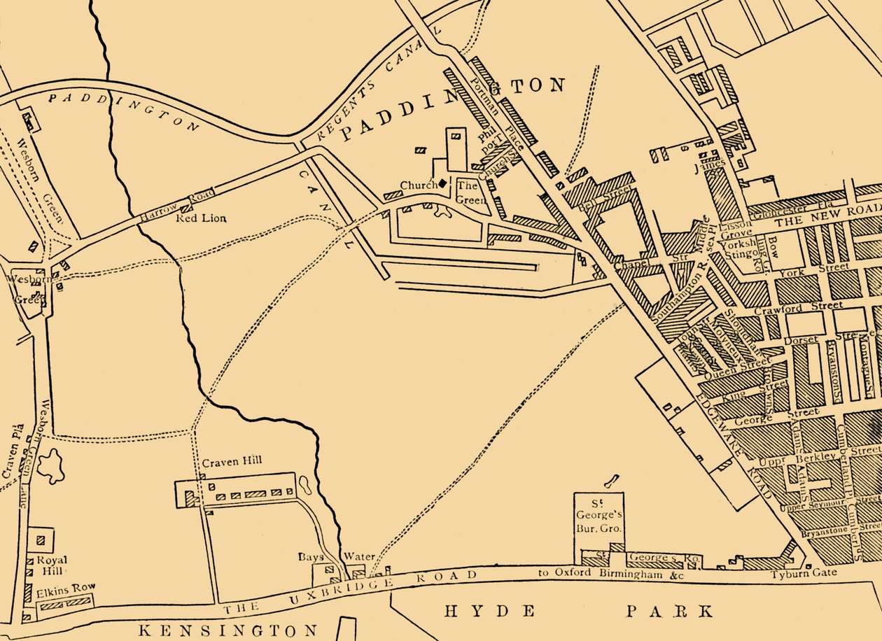Paddington térképe, 1815, 1876. alkotó: Unbekannt