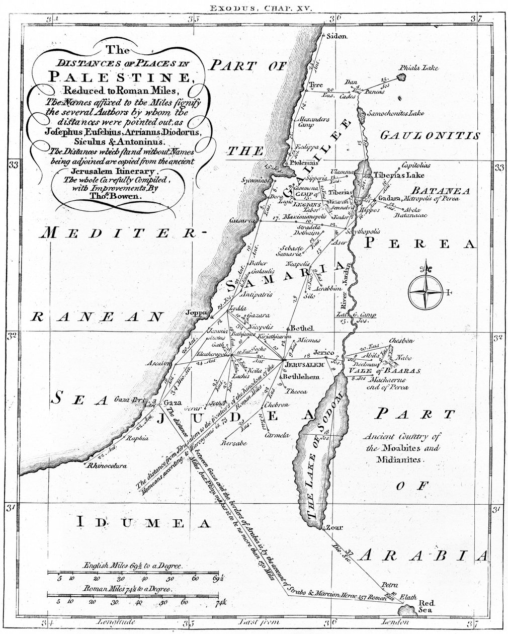 Palesztina térképe ókori szerzők alapján, 1830 körül alkotó: Unbekannt