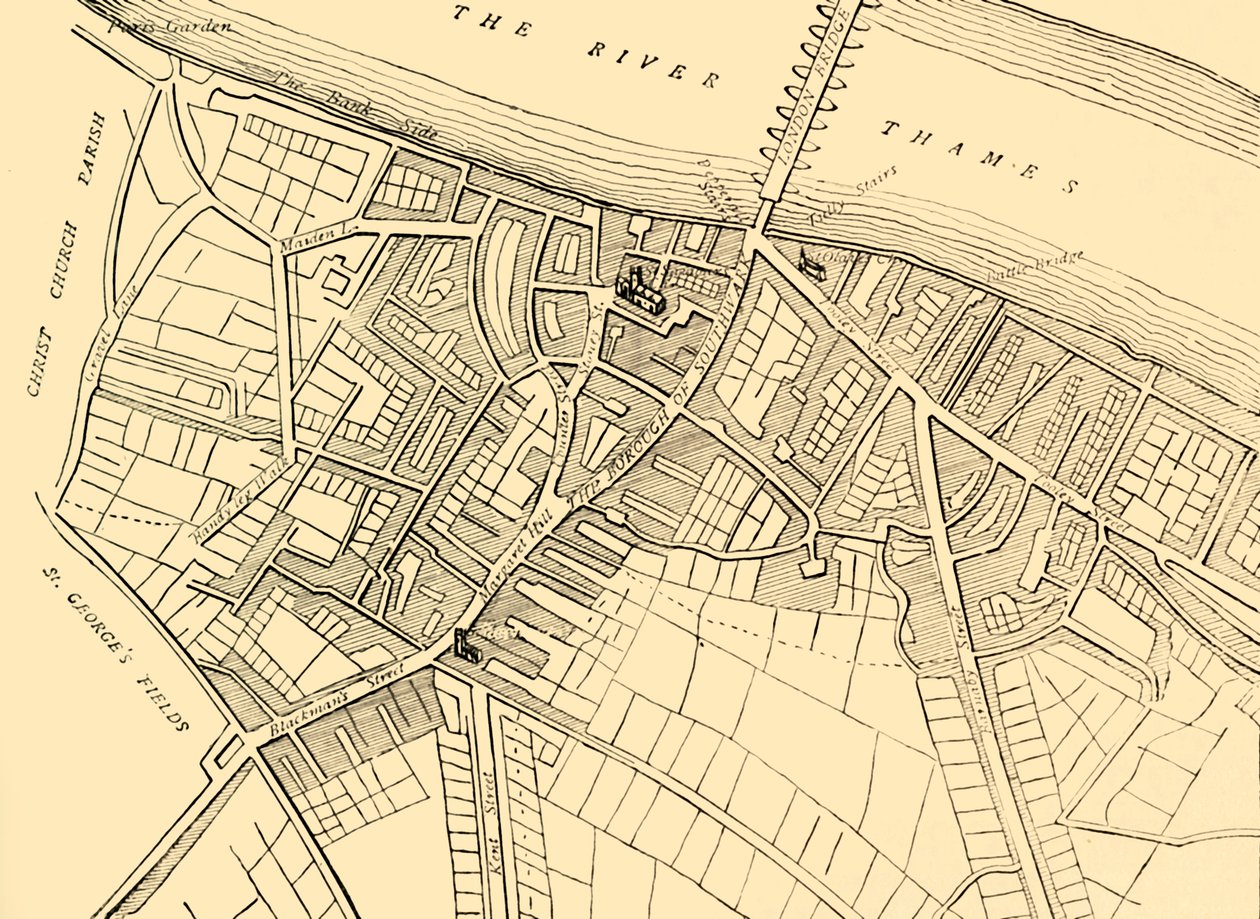 Southwark térképe, 1720, c1878. alkotó: Unbekannt