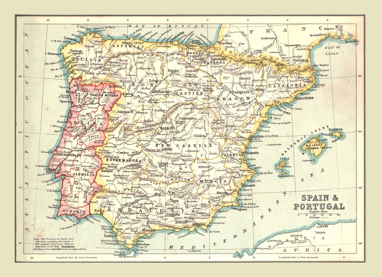 Spanyolország és Portugália térképe, 1902. alkotó: Unbekannt