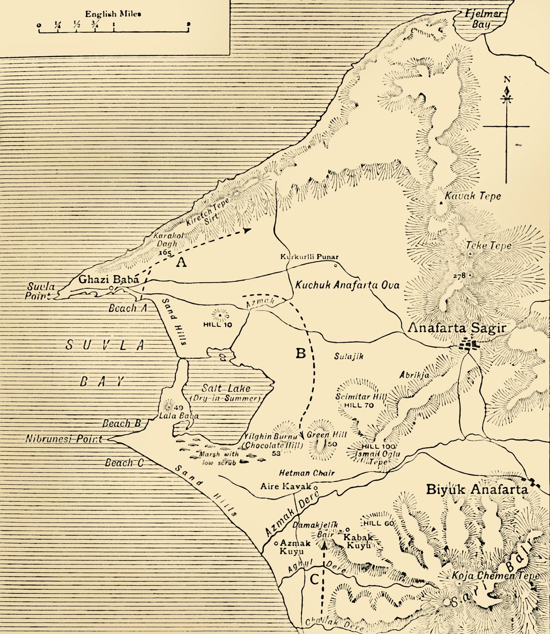 A Suvla-öböl térképe, Gallipoli-félsziget, első világháború, 1915, 1920 c. alkotó: Unbekannt