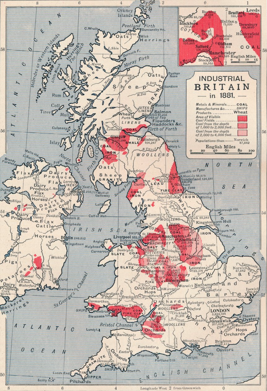 Az ipari Nagy-Britannia térképe 1881-ben, 1906-ban alkotó: Unbekannt