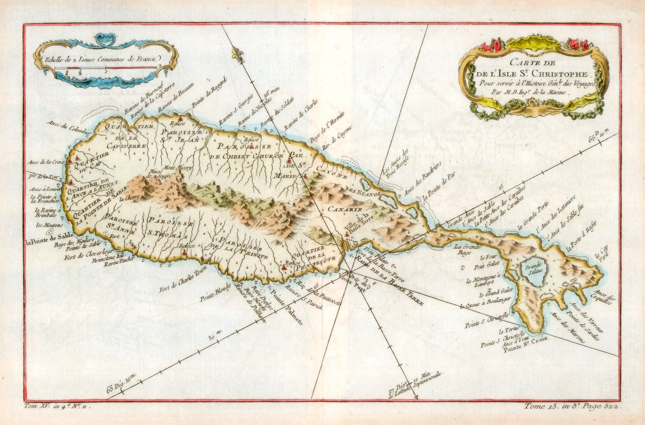 A karibi St Christopher sziget térképe, 1764 alkotó: Unbekannt