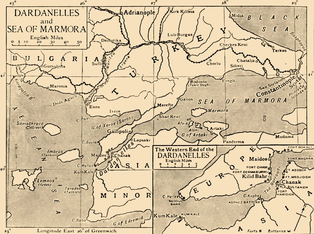 A Dardanellák és a Márvány-tenger térképe, 1914, 1920. alkotó: Unbekannt