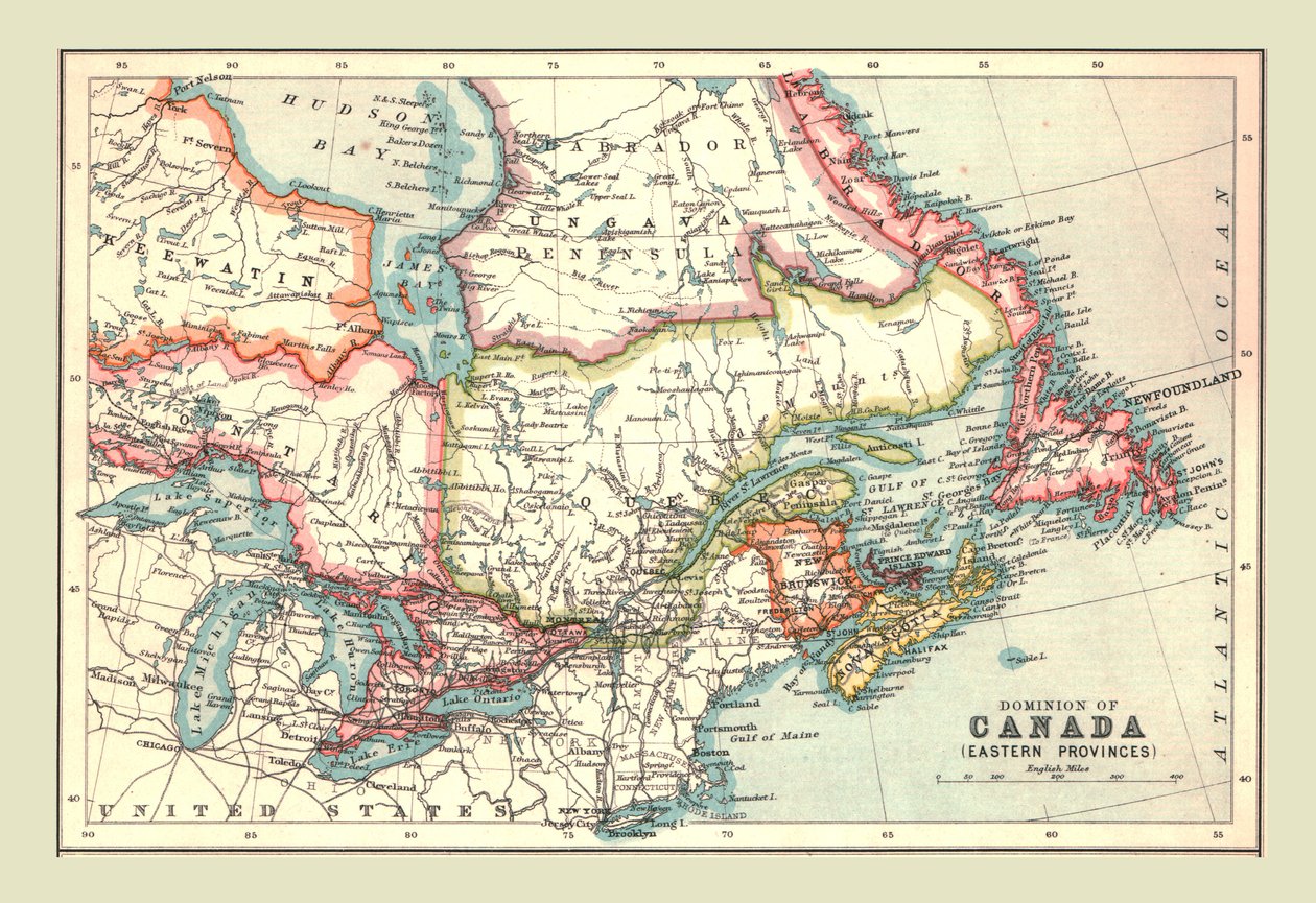 Kanada uralmának térképe, keleti tartományok, 1902. alkotó: Unbekannt