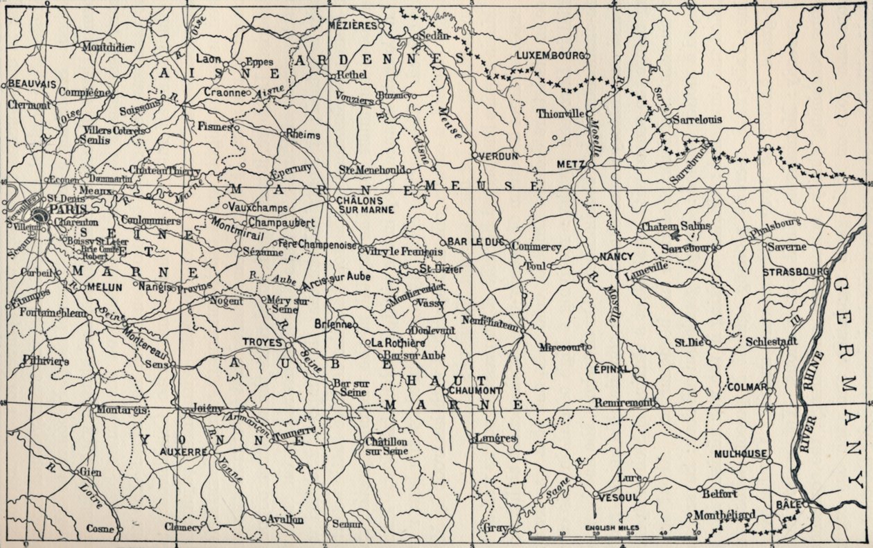 A hadműveleti terület térképe 1814-ben, 1896-ban alkotó: Unbekannt