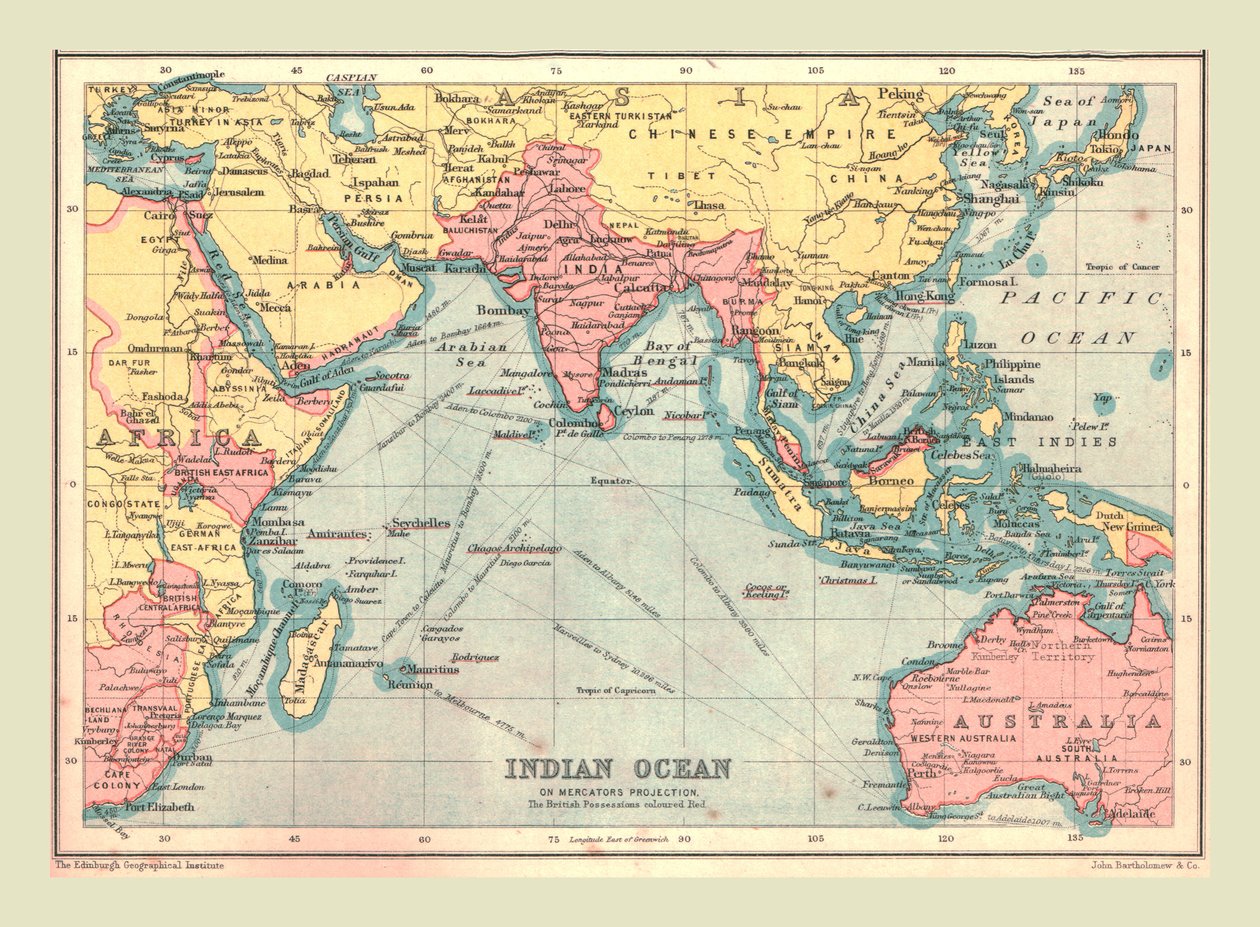 Az Indiai-óceán térképe, 1902. alkotó: Unbekannt