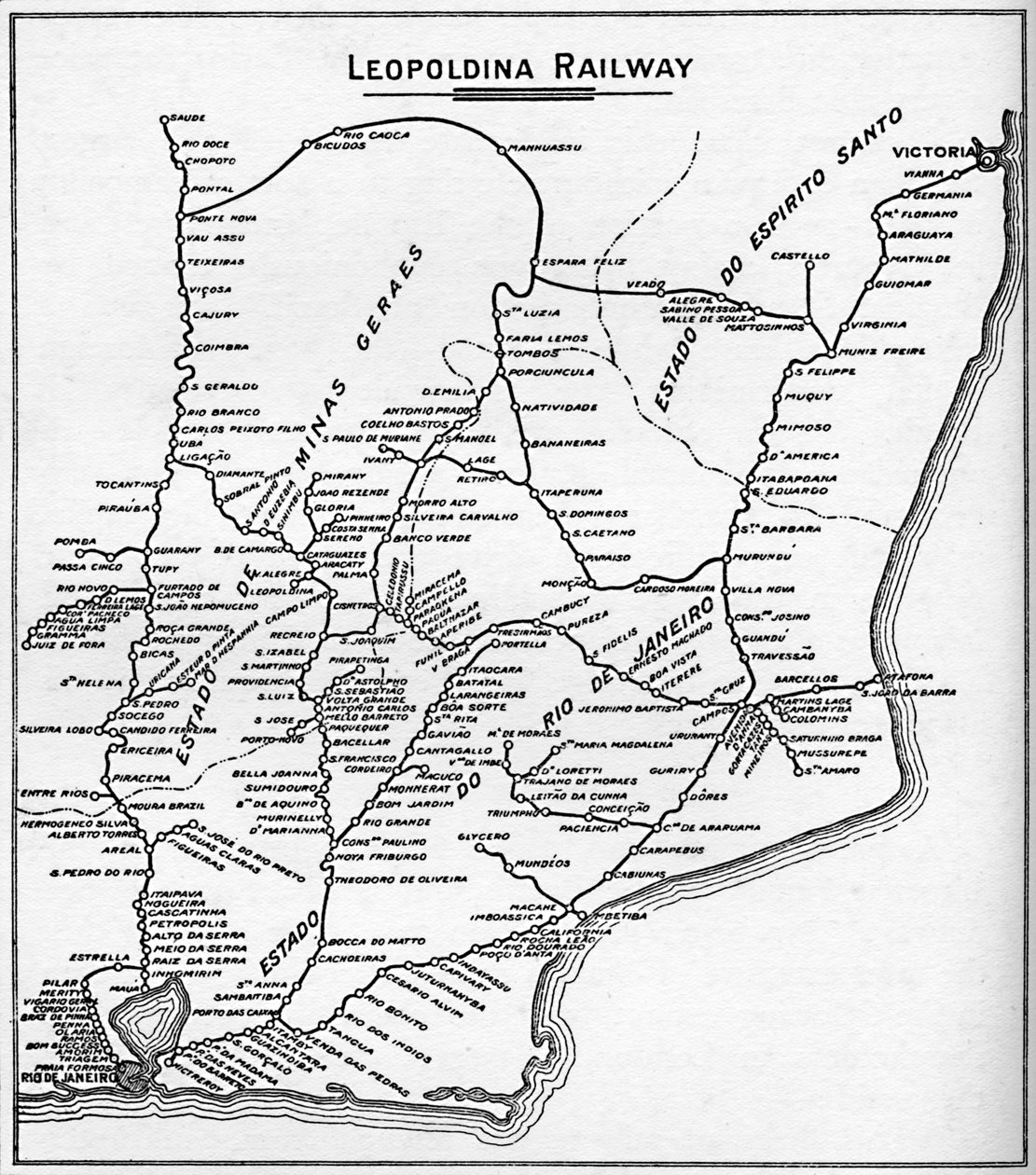 A Leopoldina vasúti rendszer térképe, 1914. alkotó: Unbekannt