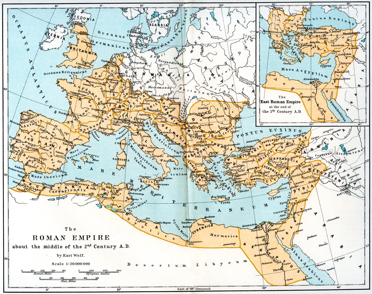 A Római Birodalom térképe, Kr.u. 2. század, 1902 alkotó: Unbekannt