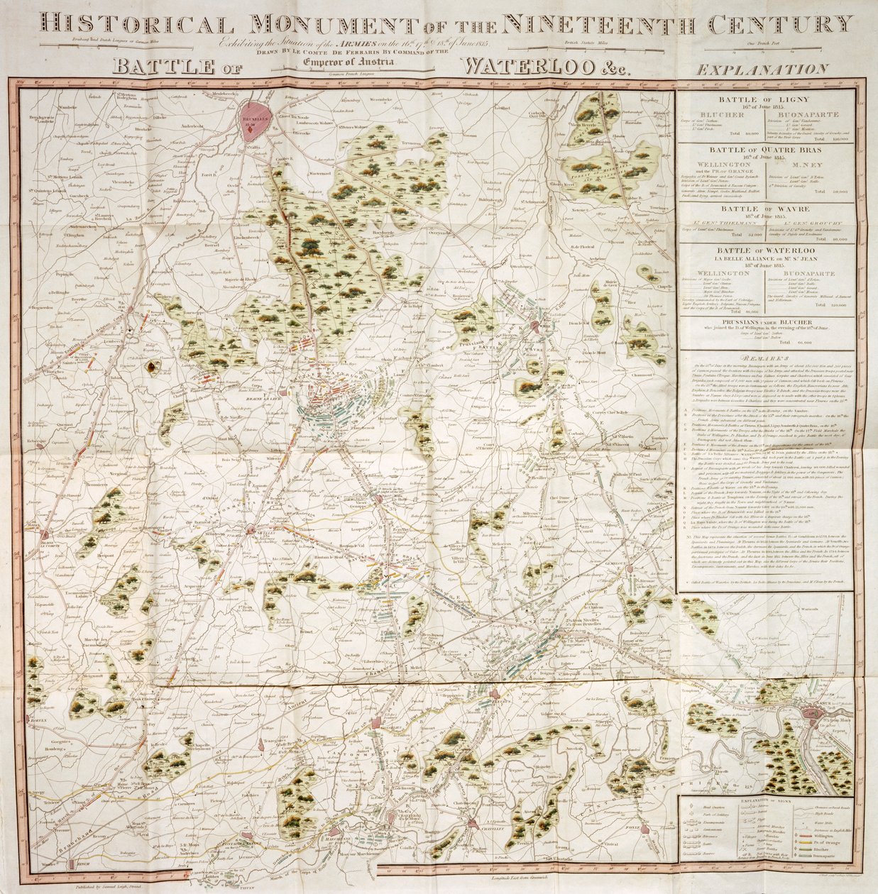 A Waterloo kampány térképe, 1815, Walmer Castle, Kent alkotó: Unbekannt