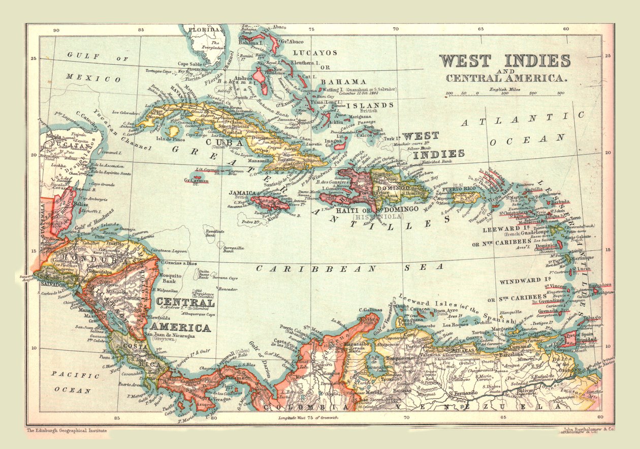 Nyugat-India és Közép-Amerika térképe, 1902. alkotó: Unbekannt