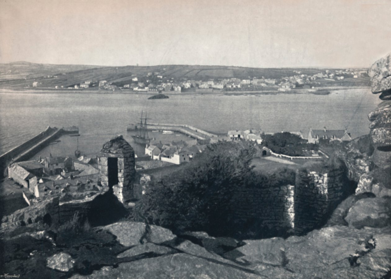 Marazion – Általános nézet, Kikötő látható, 1895 alkotó: Unbekannt