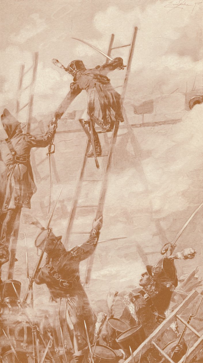Marbot és Labédoyère a fal méretezése Ratisbonban, 1809, 1896 alkotó: Unbekannt