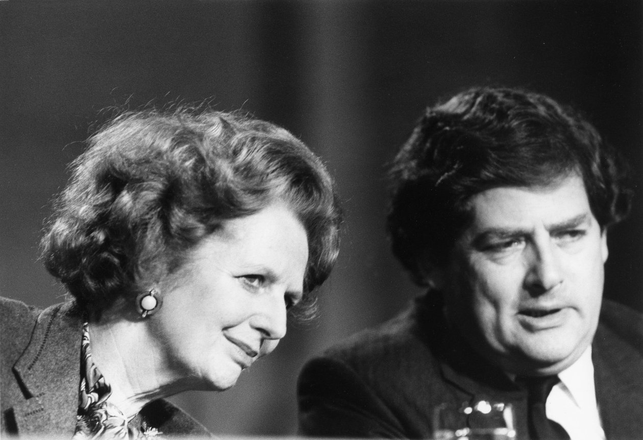 Margaret Thatcher és Nigel Lawson brit politikusok, 1980-as évek alkotó: Unbekannt