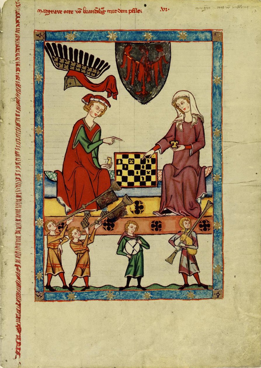 IV. Ottó brandenburgi őrgróf sakkozik a Manesse-kódexből, 1305 és 1340 között alkotó: Unbekannt
