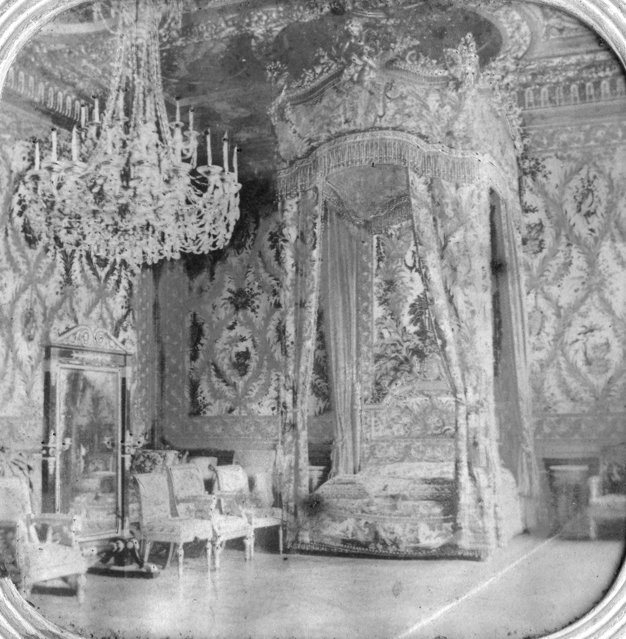 Marie Antoinette hálószobája, Fontainebleau-i palota, Franciaország, 19. század vége vagy 20. század eleje alkotó: Unbekannt