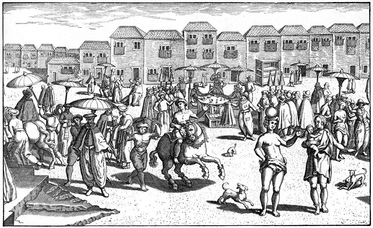 Piac Goában, Indiában, 1599 alkotó: Unbekannt